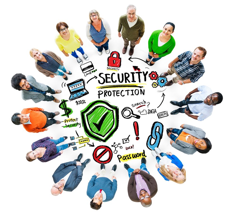 Ethnicity People Looking up Security Protection Information Concept