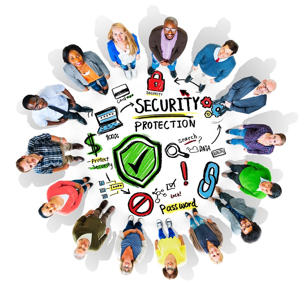 Ethnicity People Looking up Security Protection Information Concept