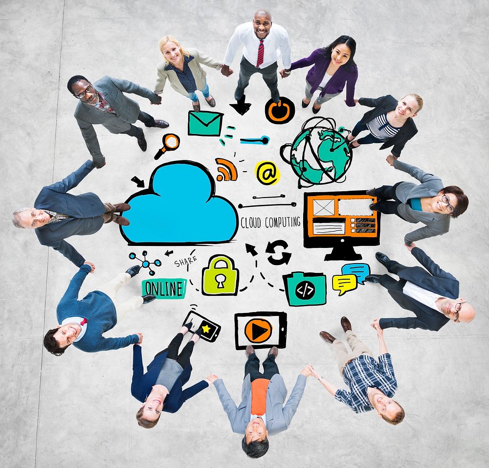 Business People Cloud Computing Teamwork Support Concept