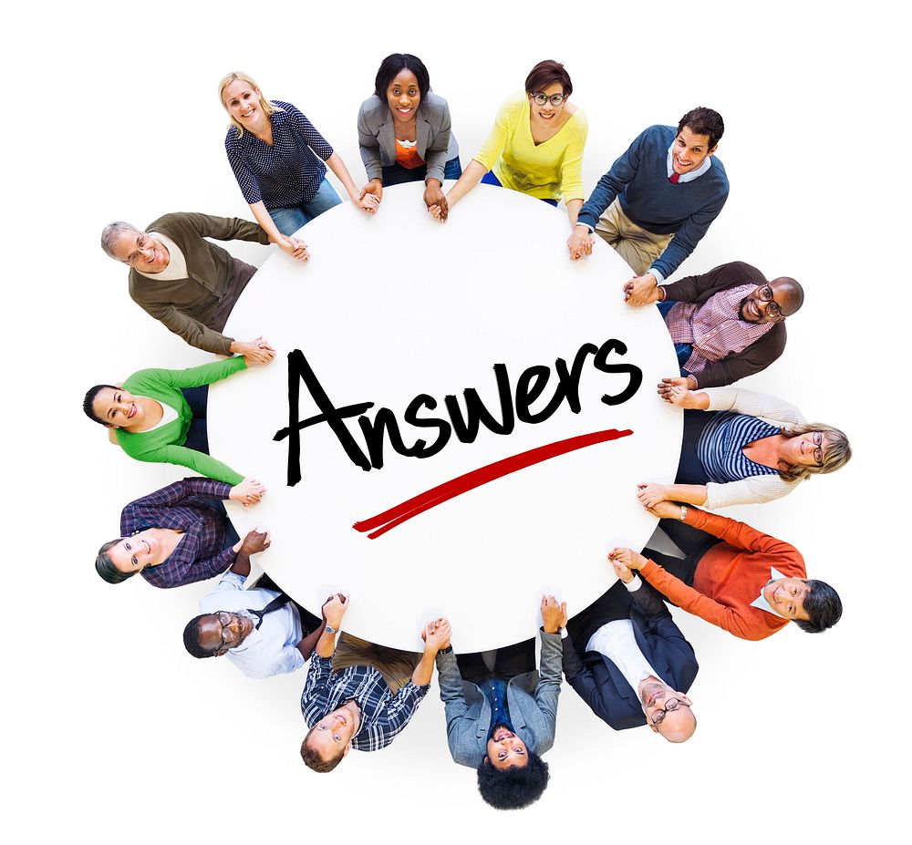 Multi-Ethnic Group of People and Answers Concepts