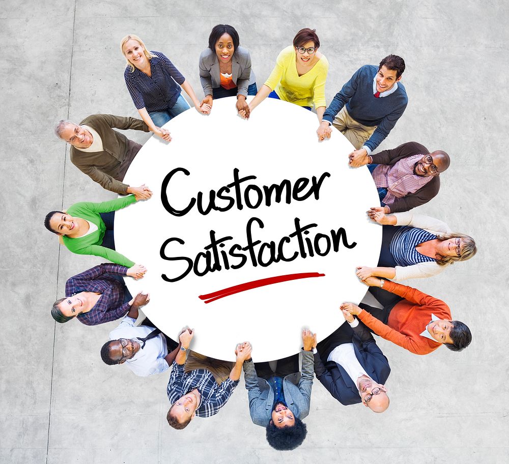 Diverse People in a Circle with Customer Satisfaction Concept