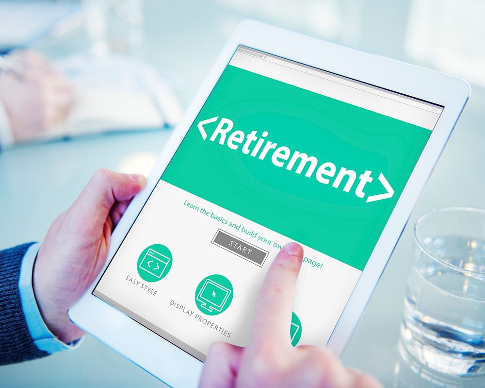 Digital Online Retirement Pension Office Working Concept