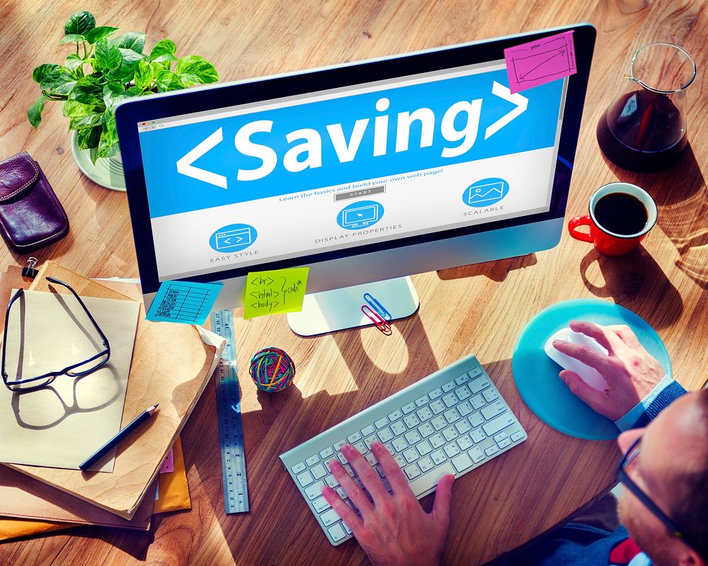 Digital Online Saving Finance Office Working Concept