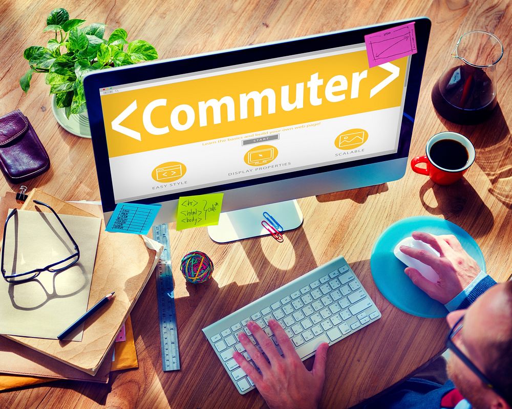 Digital Online Commuter Travel Transportation Office Browsing Concept