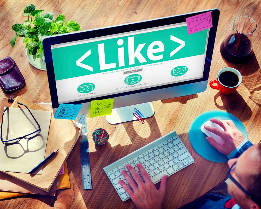 Digital Online Social Media Networking Like Office Concept