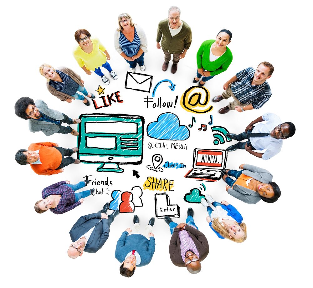 Multiethnic People Connection Corporate Social Media Concept