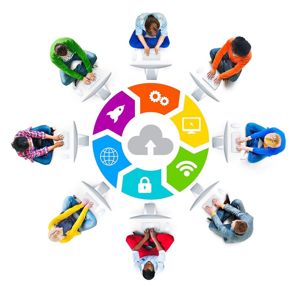 People Social Networking and Cloud Computing Concept