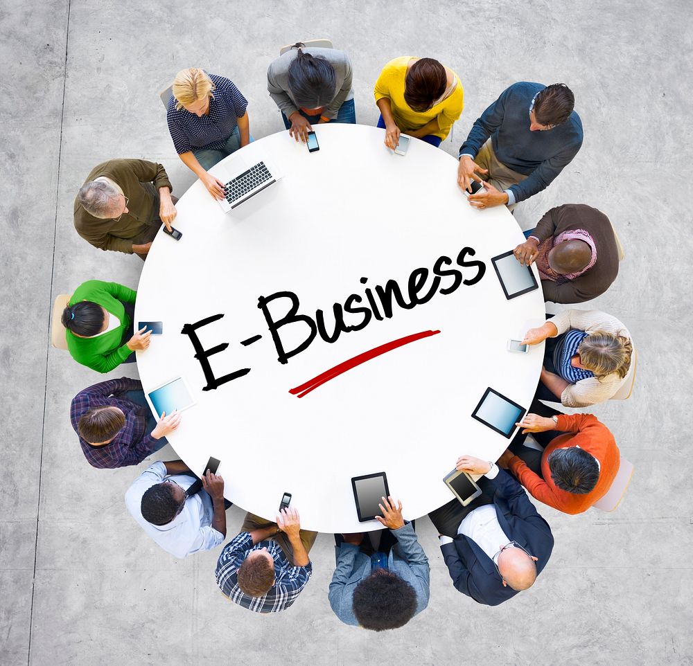 Multiethnic Group of Business People with E-Business