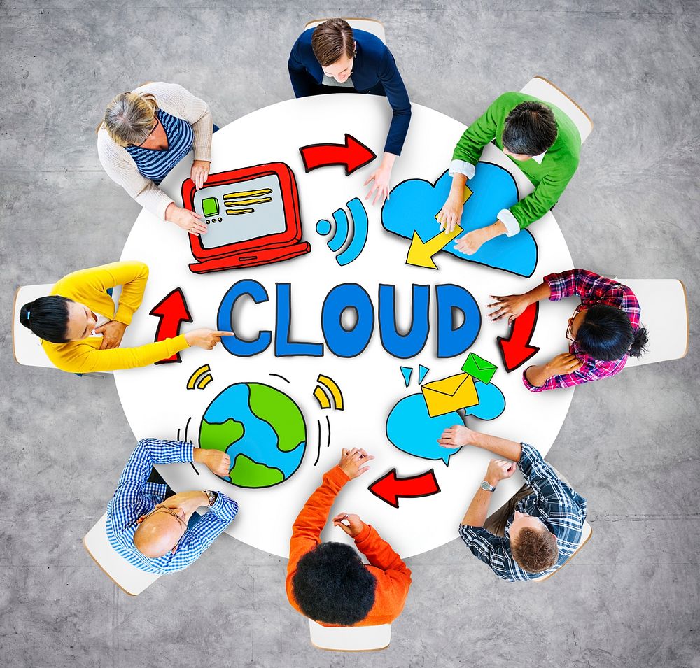 Cloud Coumputing Online Internet Storage Diverse People Concept
