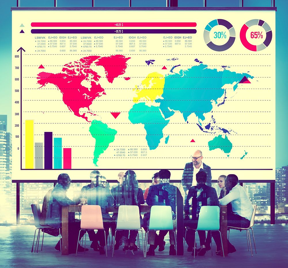 Global Business Graph Growth World Map Concept