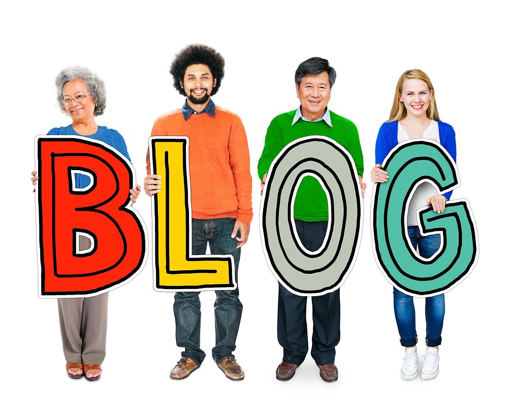 Group of Diverse People Holding the word Blog