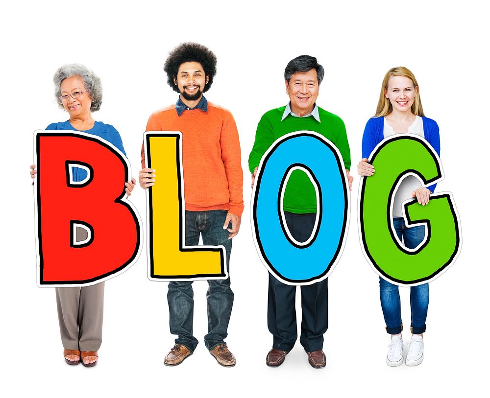 Group of Diverse People Holding the word Blog