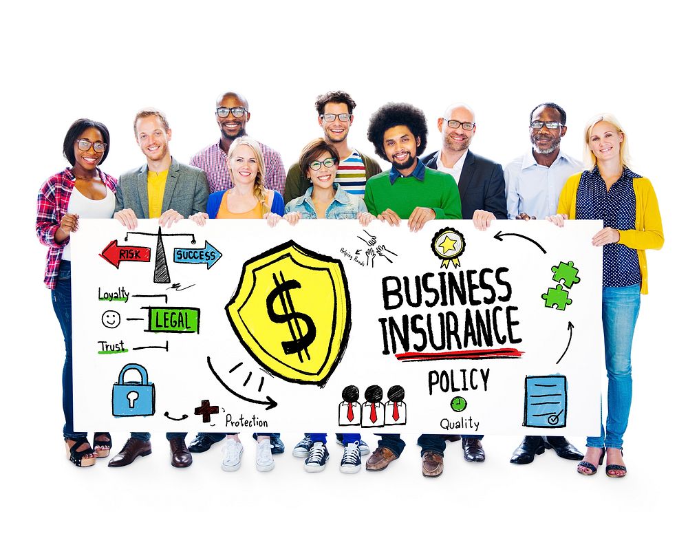 Multiethnic People Banner Safety Risk Business Insurance Concept