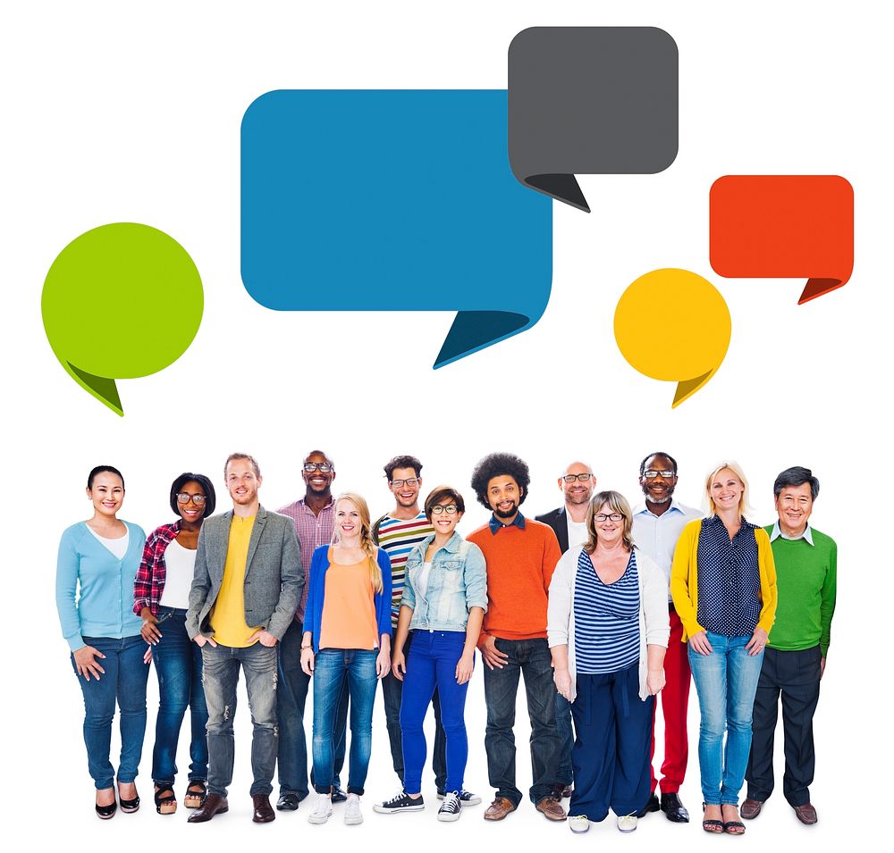 Group of People with Speech Bubbles