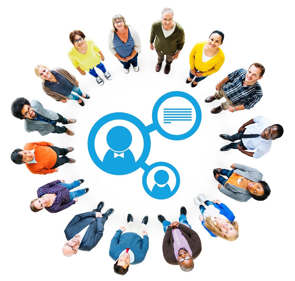 Aerial View of Diverse People and Connection Concept