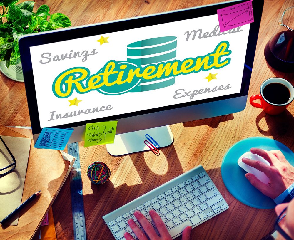Retirement Senior Plan Coins Investment Graphic Concept