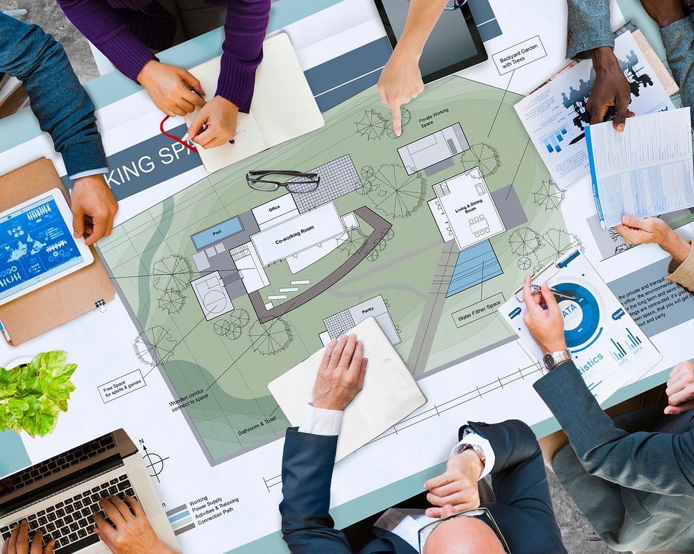 Co Working Space Architecture Plan Map Blueprint Design Concept