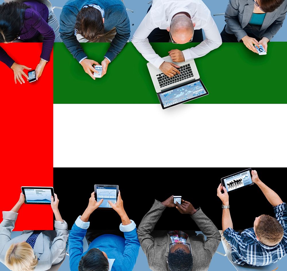Business Team Connection Meeting UAE Flag Concept