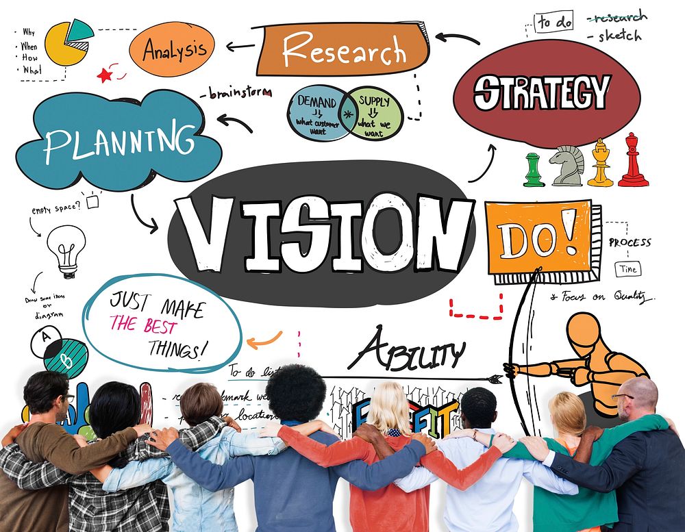 Vision Business Strategy Research Drawing Concept