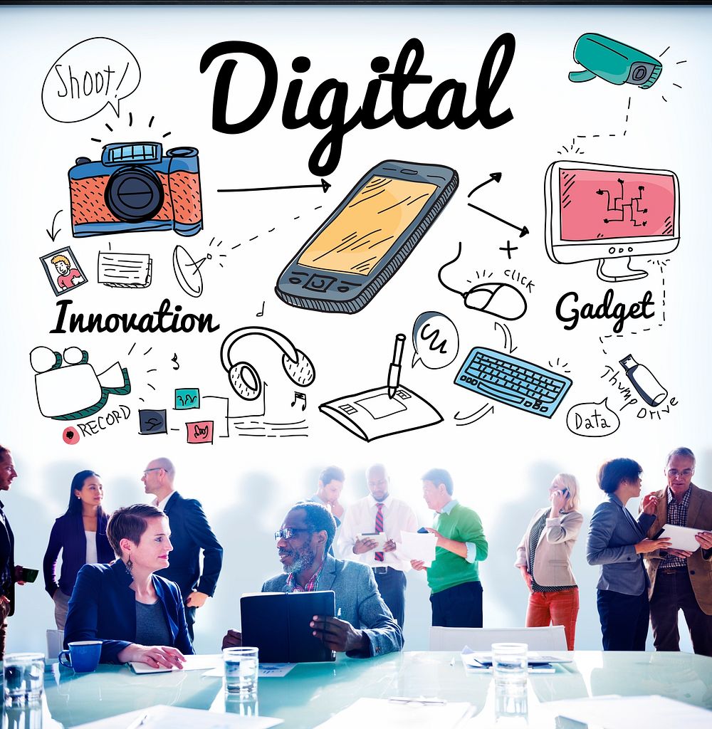Digital Gadget Innovation Sharing Media Concept