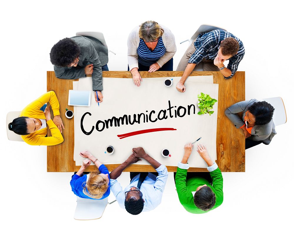 Aerial View of Multiethnic Group with Communication Concept