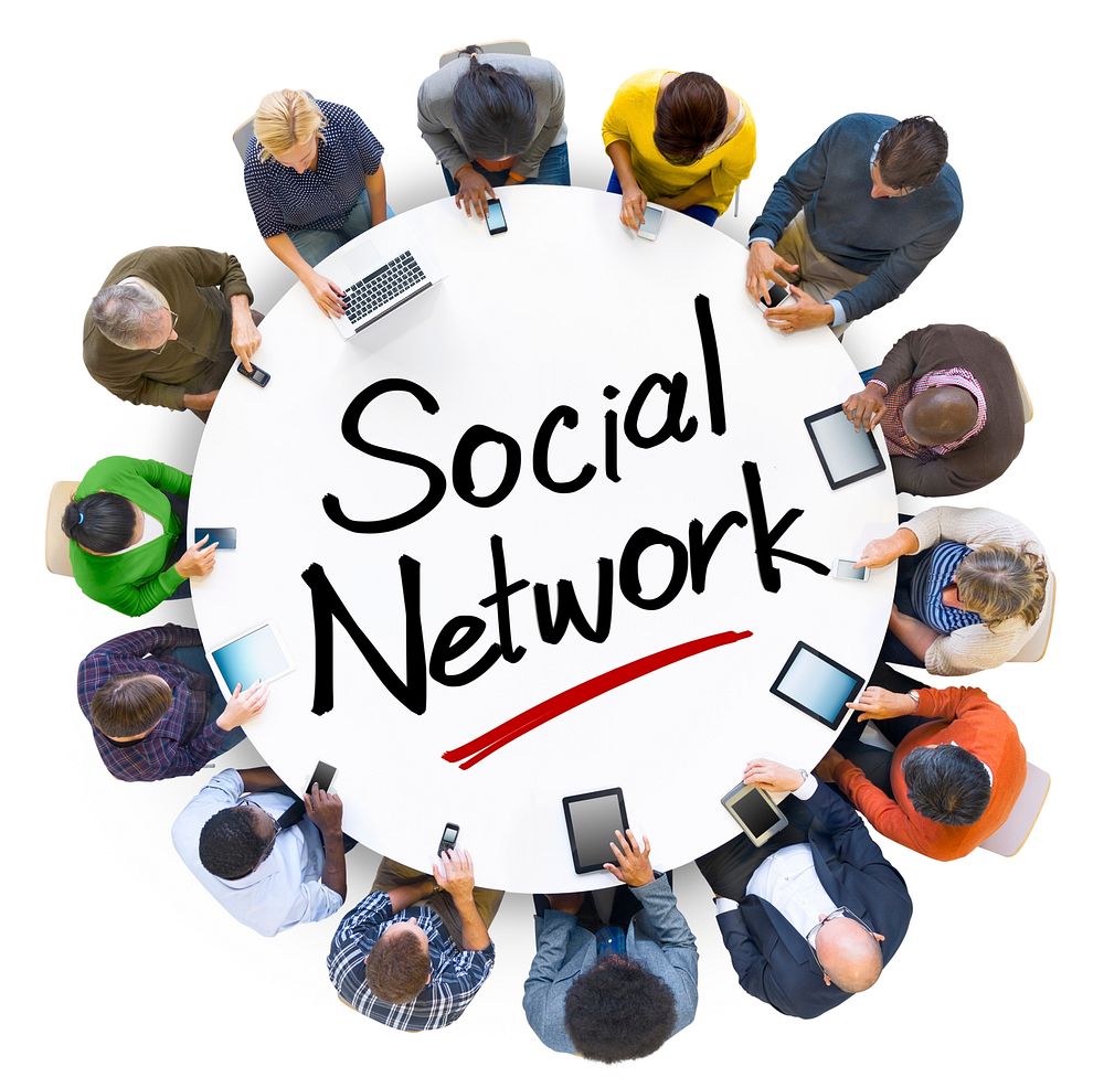 Group of People Holding Hands Around Letter Social Network