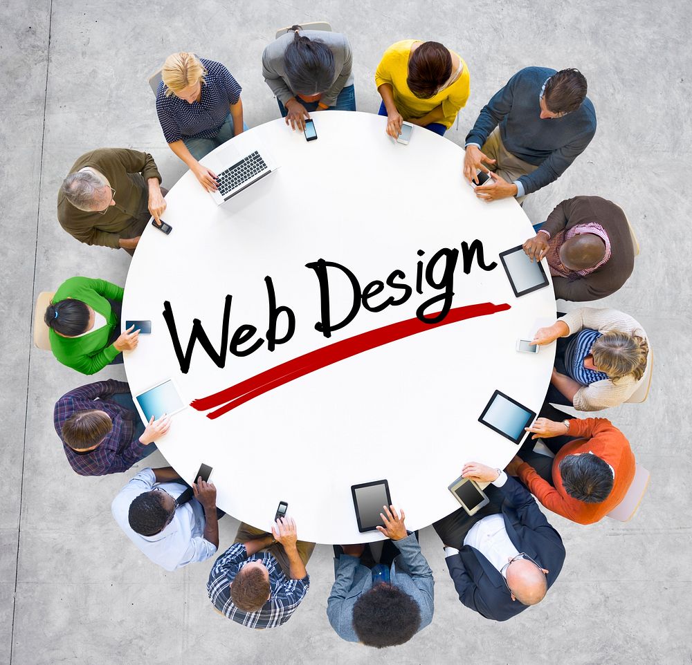 Group of People Holding Hands Around Letter Web Design