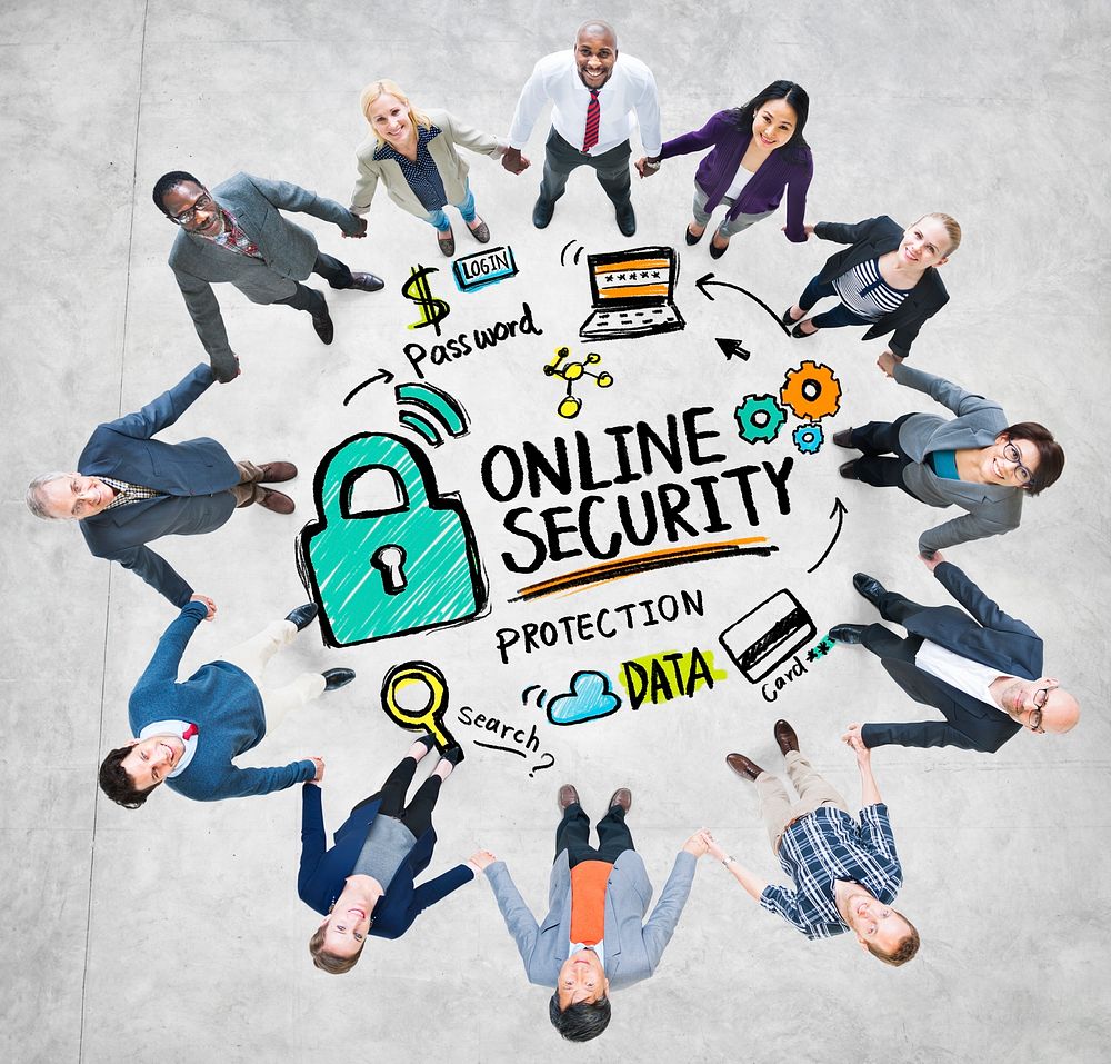 Online Security Protection Internet Safety Business Unity Concept