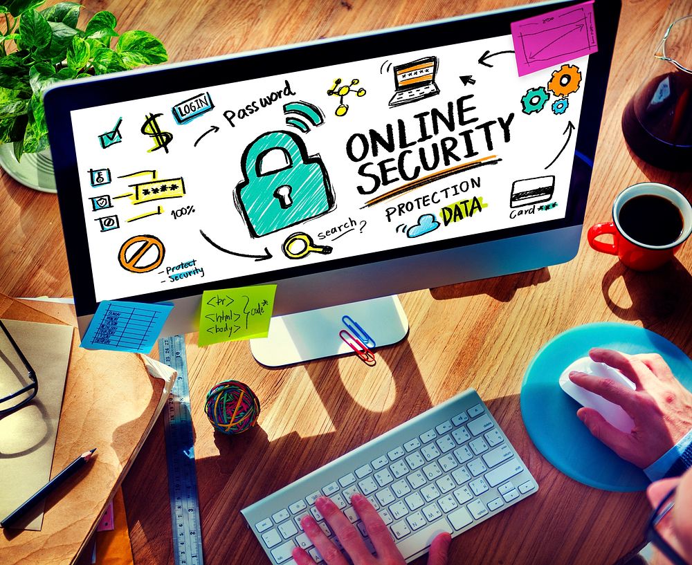 Online Security Protection Internet Safety Office Working Concept