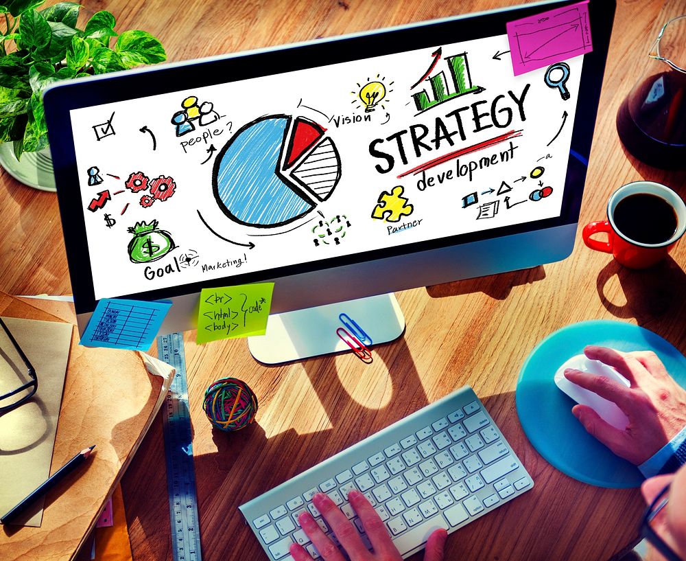 Strategy Development Goal Marketing Vision Planning Man Concept