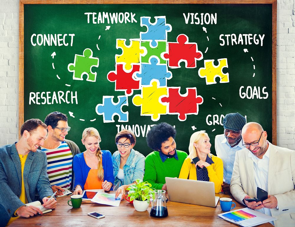 Teamwork Team Connection Strategy Partnership Support Puzzle Concept