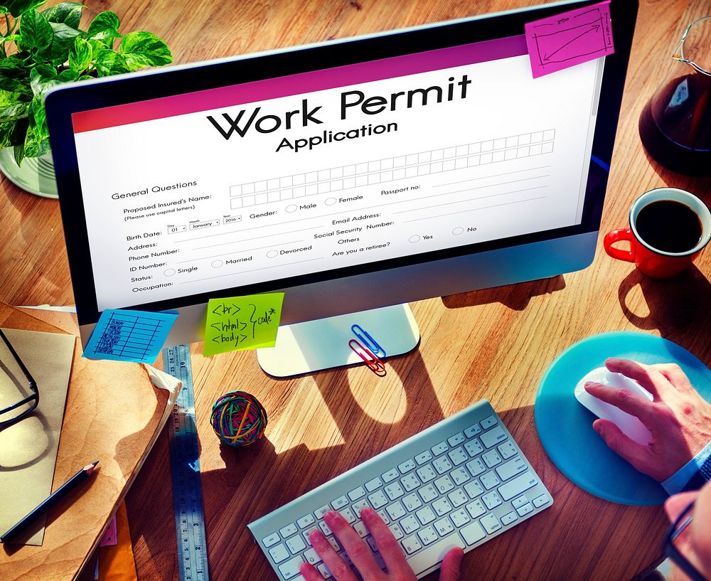 Work Permit Application Job Employment Concept
