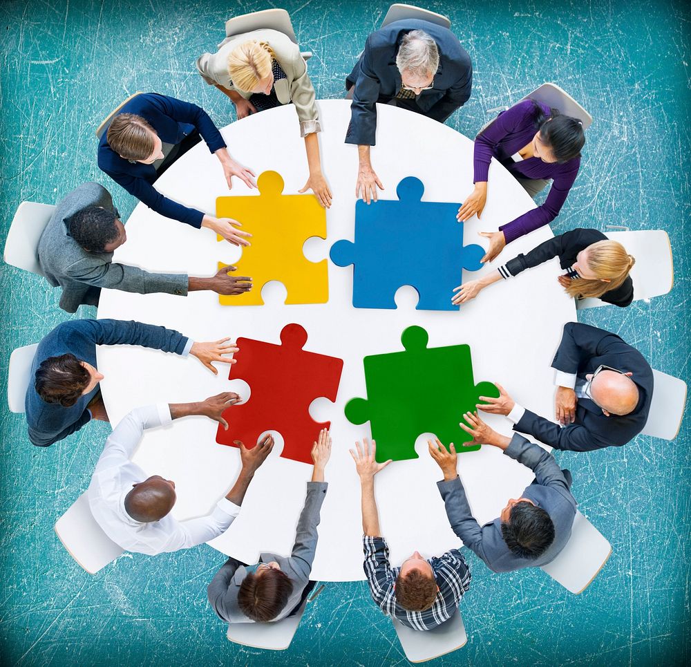 Business People Jigsaw Puzzle Collaboration Team Concept