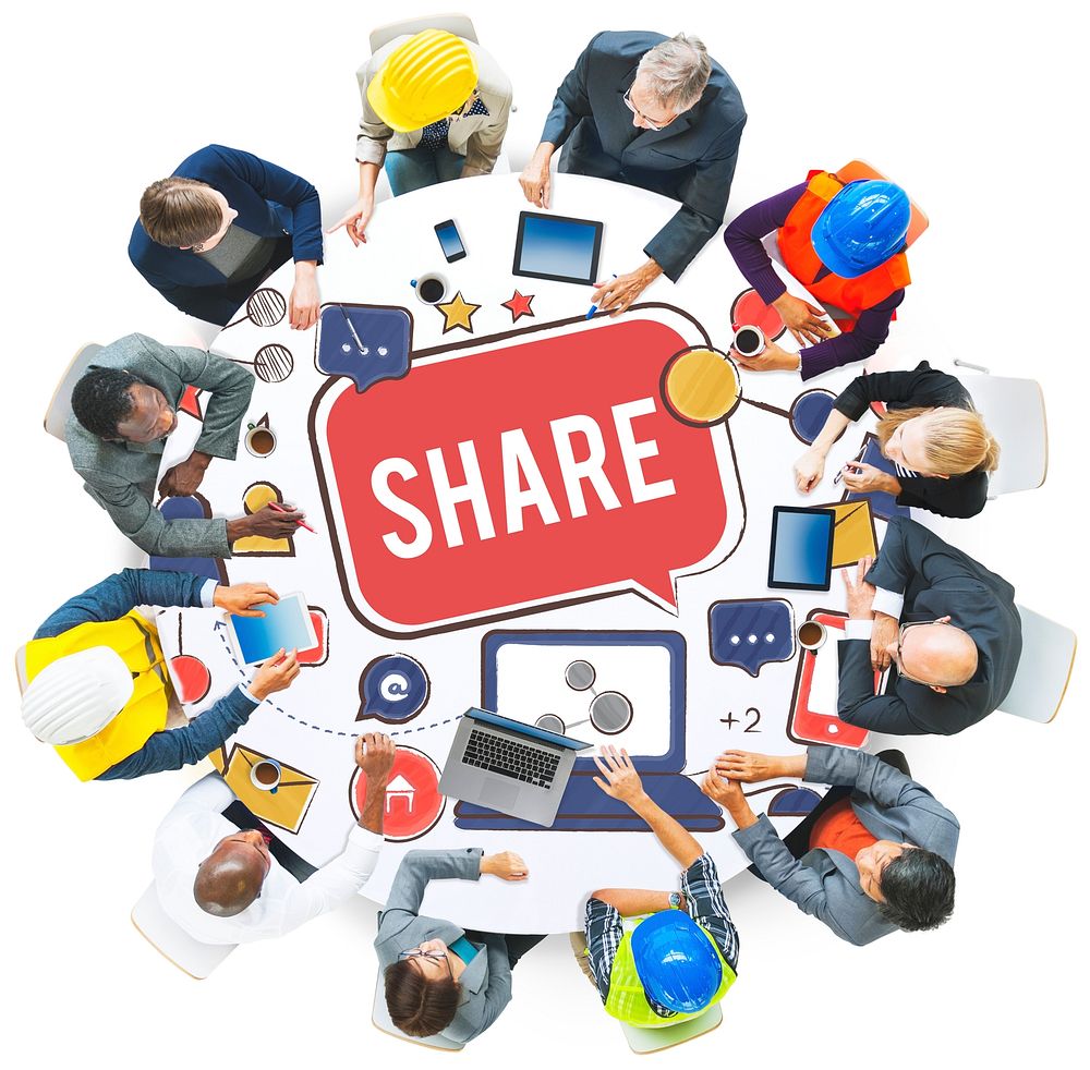 Share Sharing Portion Media Connection Feedback Concept