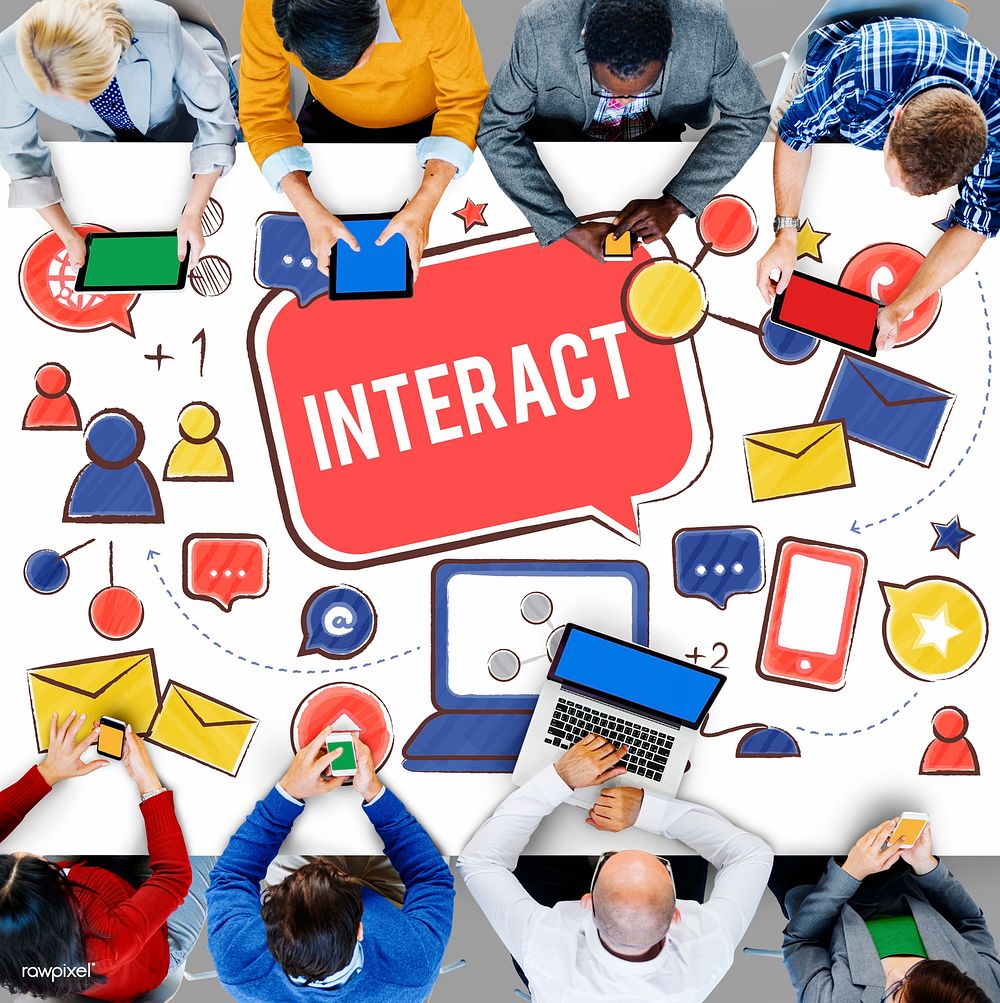Interact Communicate Connect Social Media Social Networking Concept
