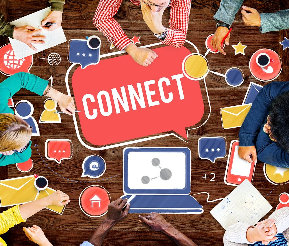Connect Social Networking Contact Interconnection Technology Concept