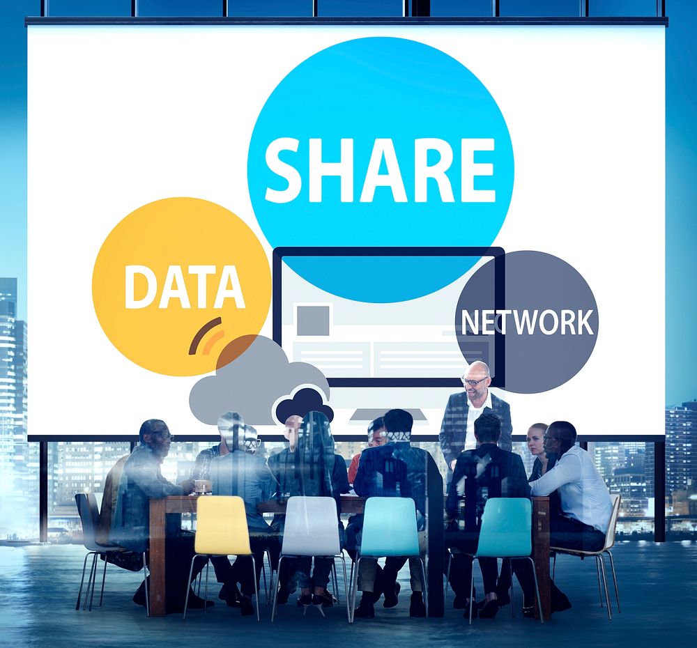 Share Data Network Sharing Social Network Connection Concept