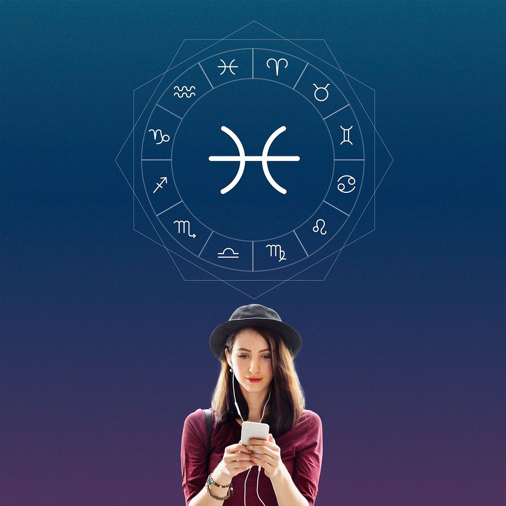 Pisces Horoscope Zodiac Fortune Symbol Graphic Concept