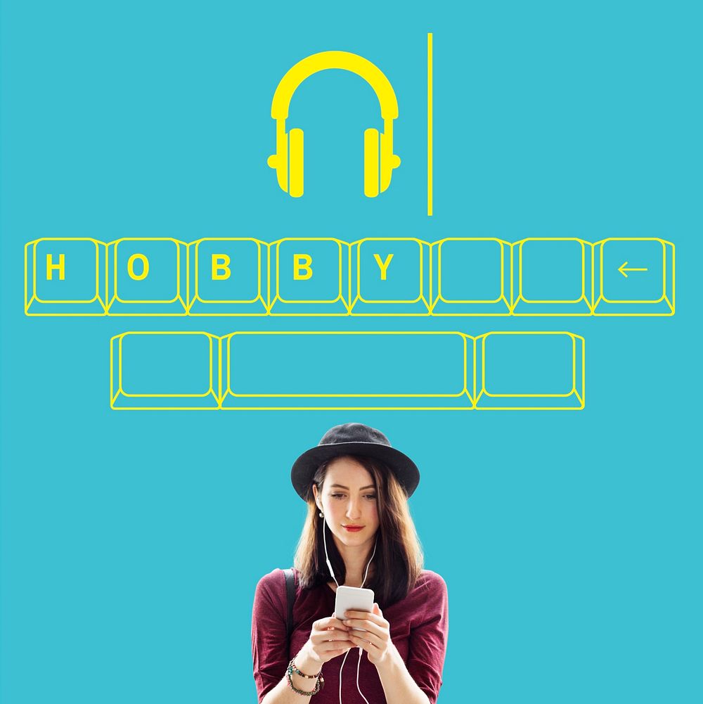 Music media headphones keyboard graphic