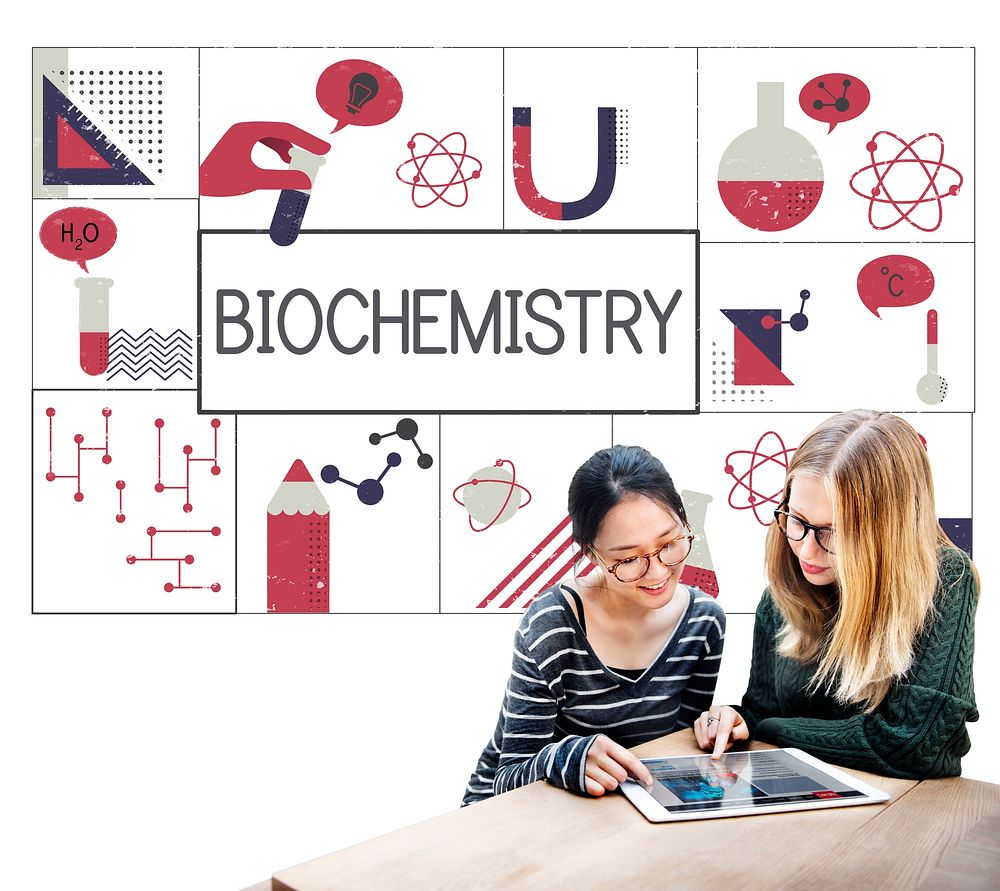 Group of students study biochemistry scietific research