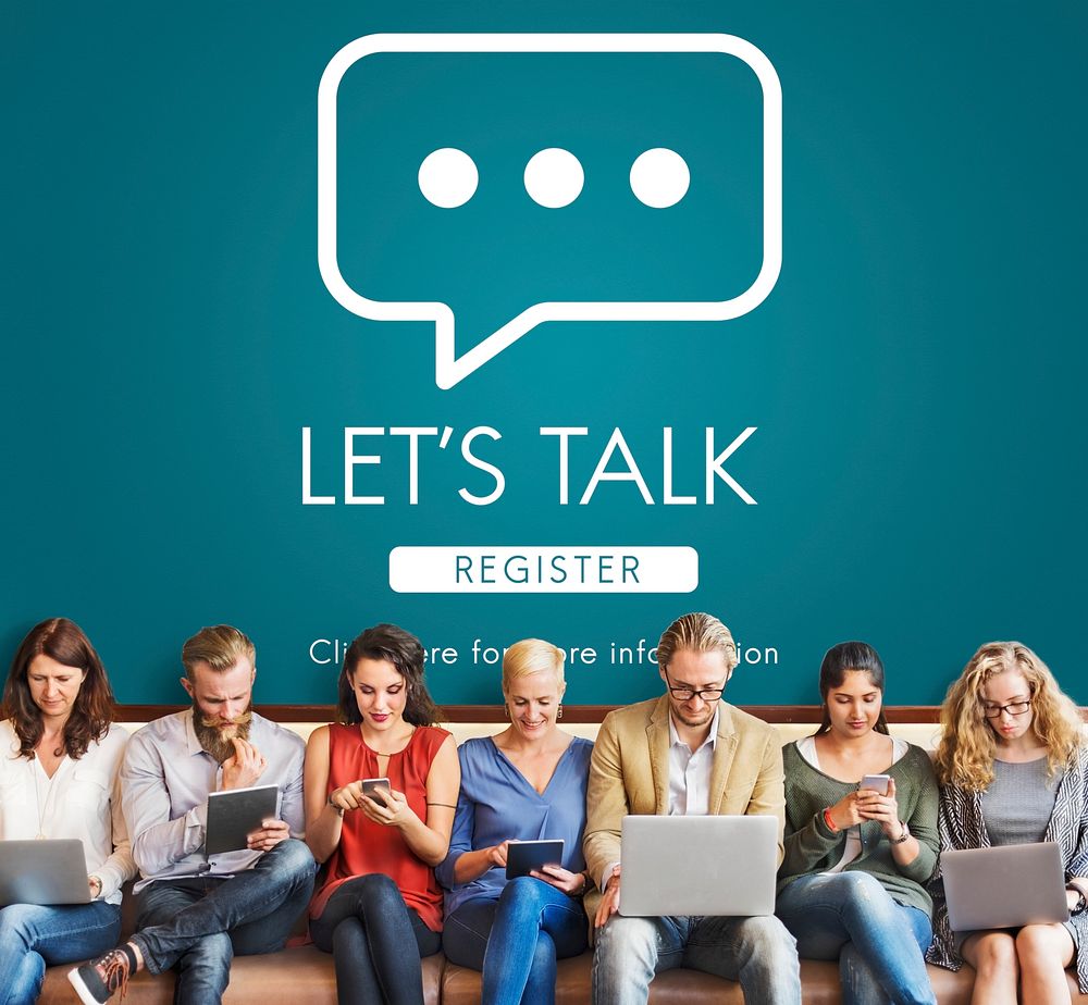 Let's Talk Online Conversation Message Concept