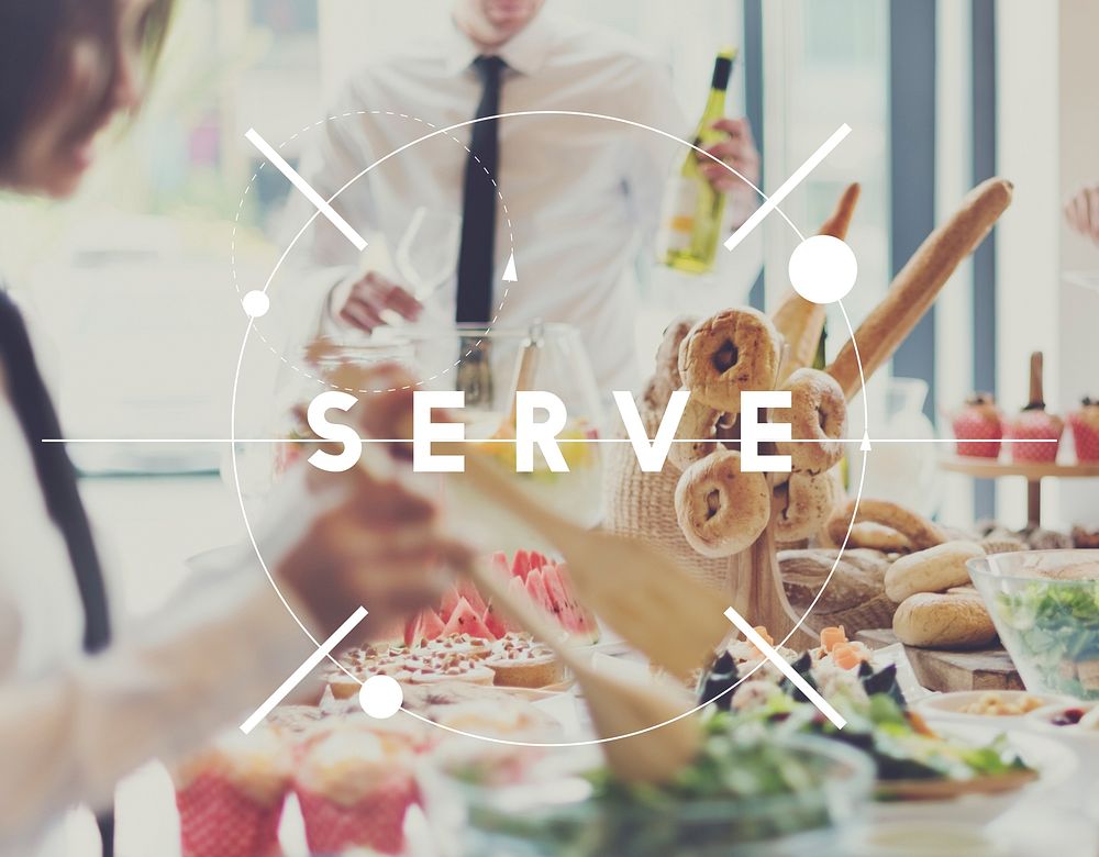 Serve Waiter Serveur Service Treat Catering Concept