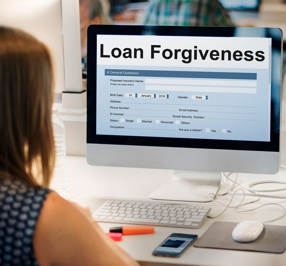 Loan Forgiveness Debt Filling Application Concept