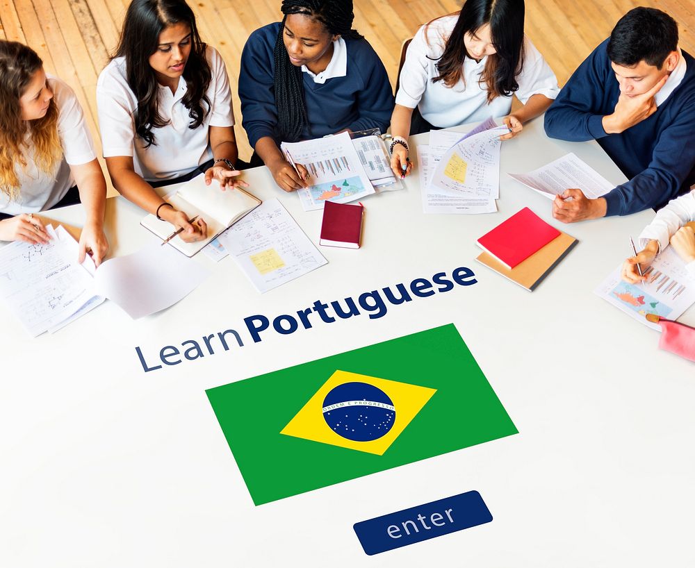 Learn Portuguese Language Online Education Concept