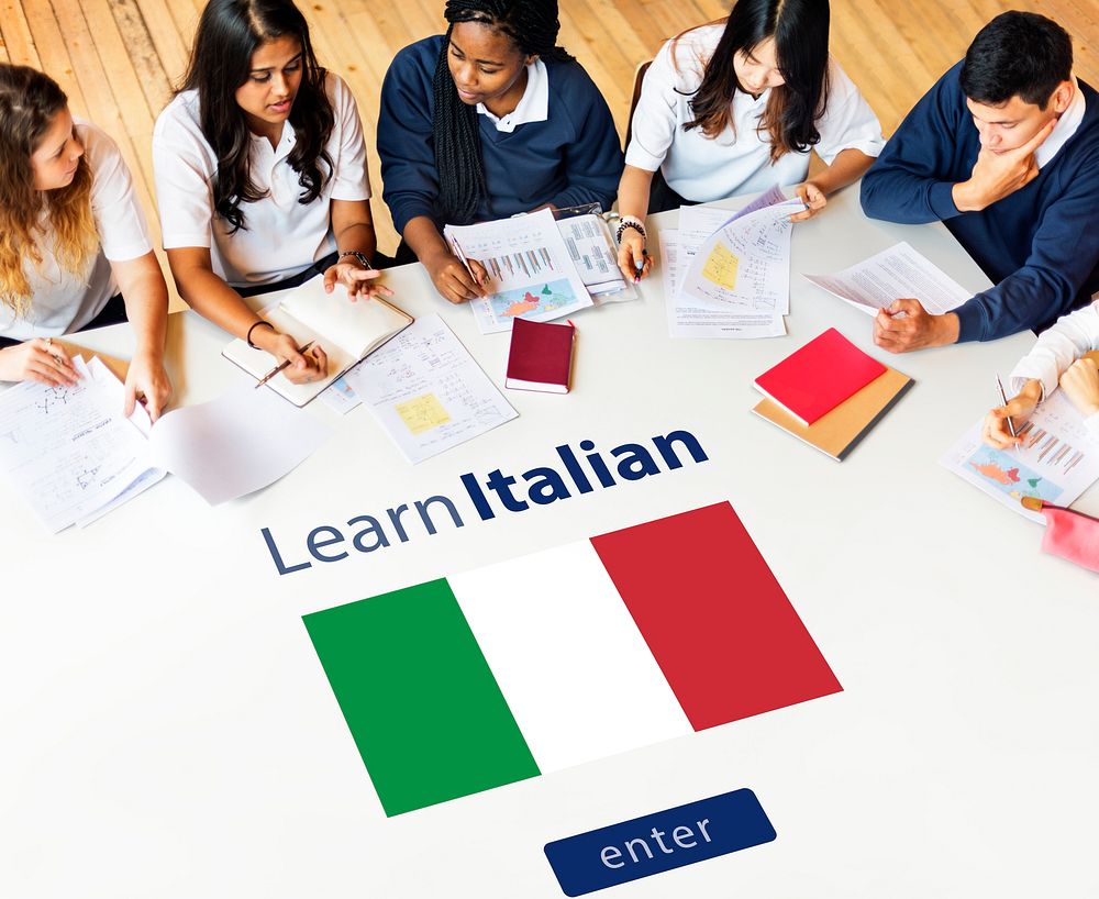 Learn Italian Language Online Education Concept