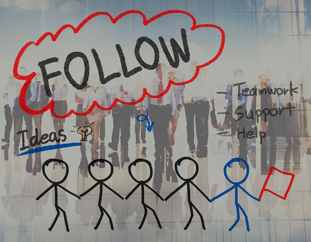 Follow Following Teamwork Member Leader Concept