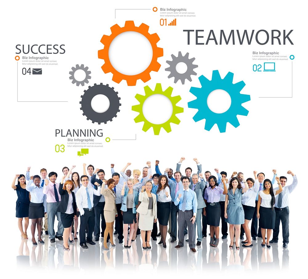 Teamwork Team Group Gear Partnership Cooperation Concept