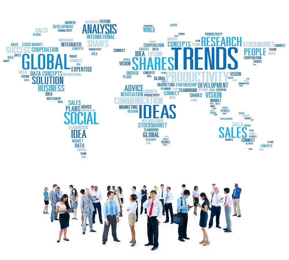 Trends World Map Marketing Ideas Social Style Concept