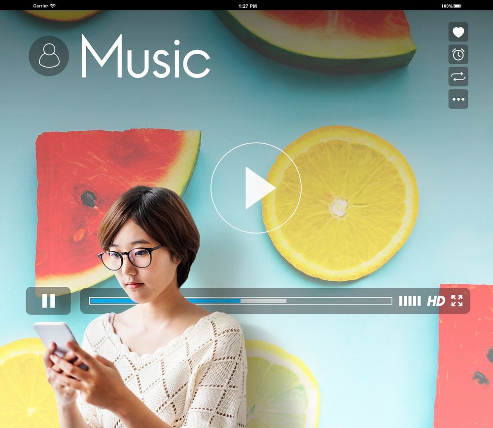 Music Player Streaming Watermelon Orange Concept