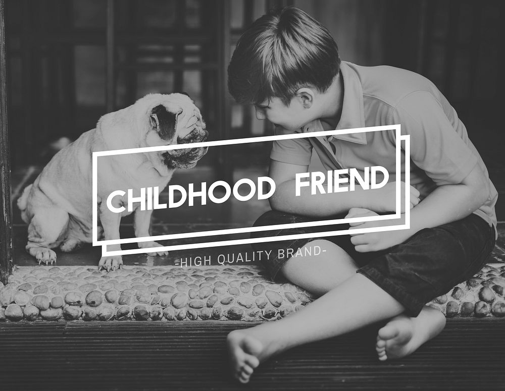 Boy Dog Childhood Friend Concept